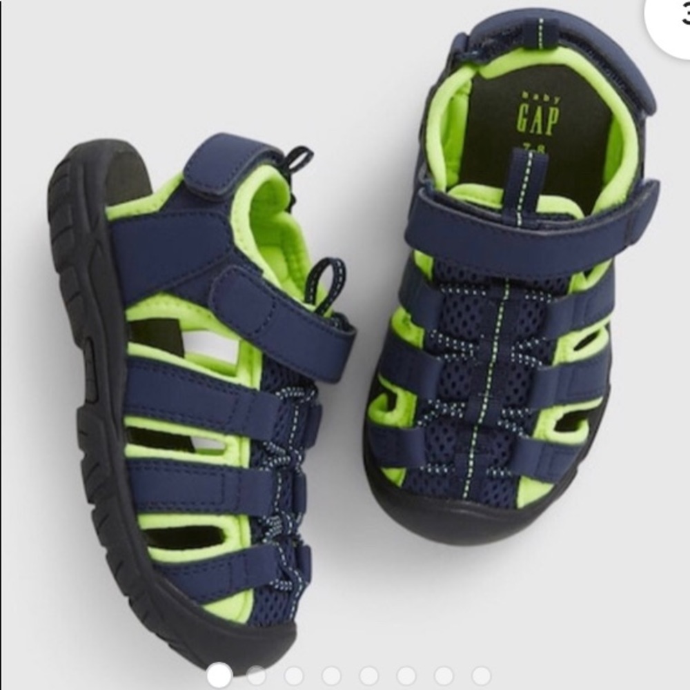 Gap Toddler Navy Blue And Neon Yellow Sandals Size 5-6